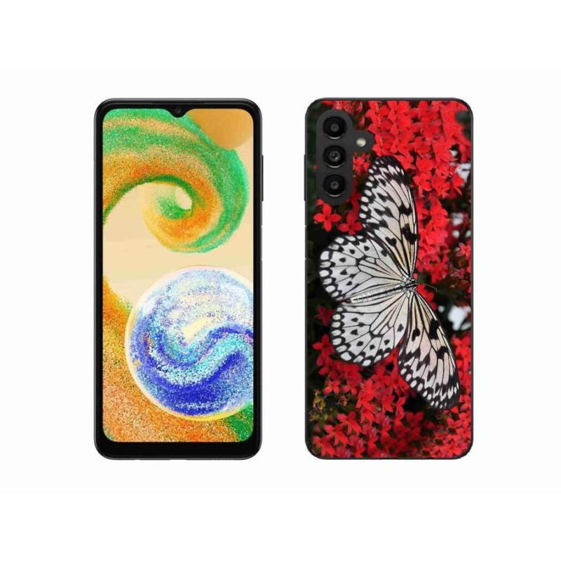 Zselés borító mmCase mobiltelefonhoz Samsung Galaxy A04s (164.7x76.7x9.1mm) - fekete-fehér pillangó 1