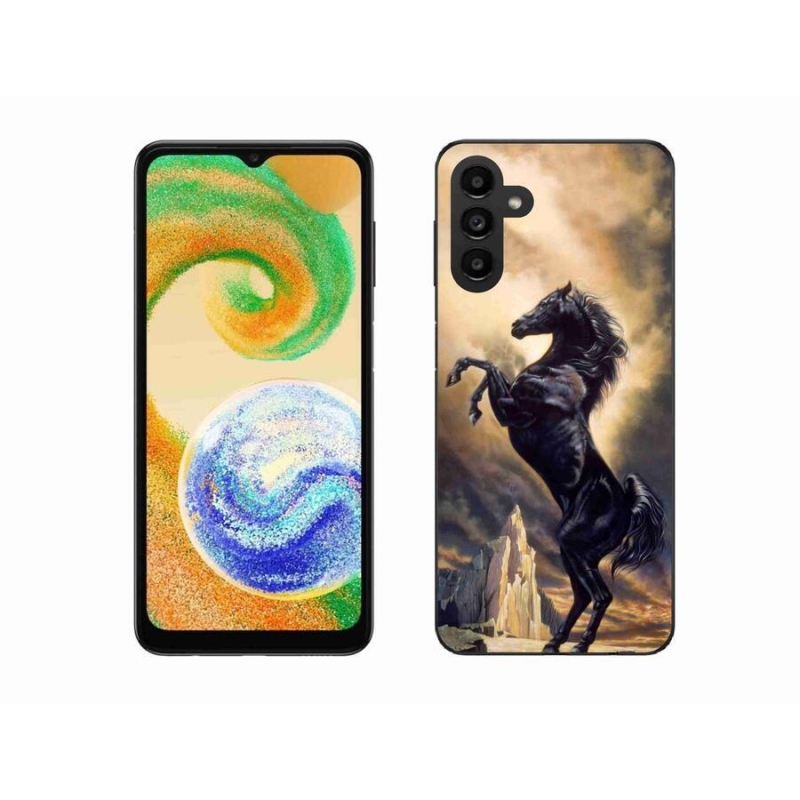 Zselés borítás mmCase Samsung Galaxy A04s (164.7x76.7x9.1mm) - fekete rajzfilm ló
