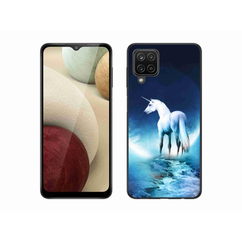 Zselés borítás mmCase Samsung Galaxy A12 készülékhez - fehér egyszarvú