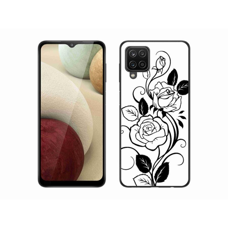 Zselés borítás mmCase Samsung Galaxy A12 készülékhez - fekete és fehér rózsa