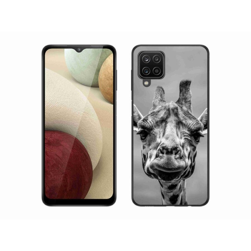 Zselés borítás mmCase Samsung Galaxy A12 készülékhez - fekete-fehér zsiráf