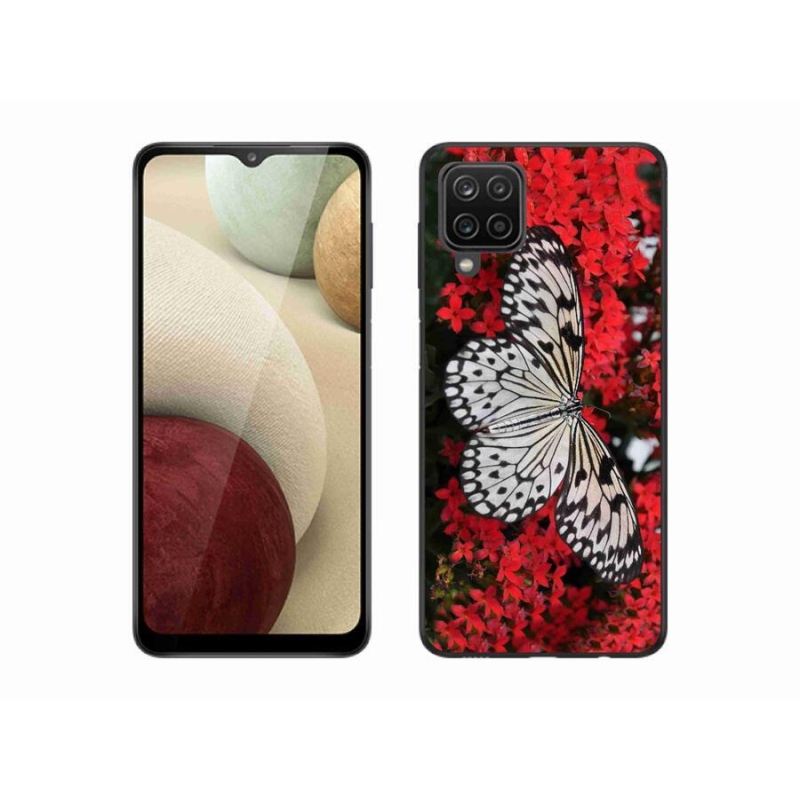 Zselés borítás mmCase Samsung Galaxy A12 - fekete-fehér pillangó 1