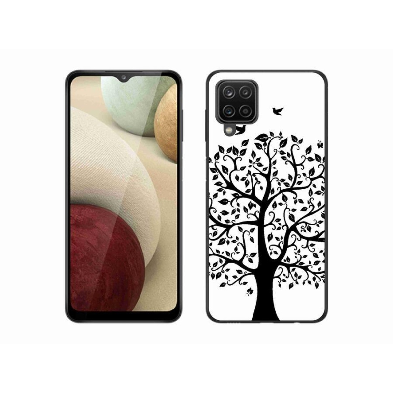 Zselés borítás mmCase Samsung Galaxy A12 készülékhez - fekete-fehér fa
