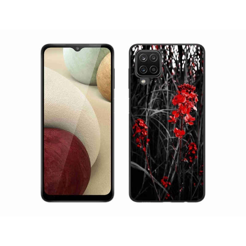 Gél borítás mmCase Samsung Galaxy A12 - piros növényhez