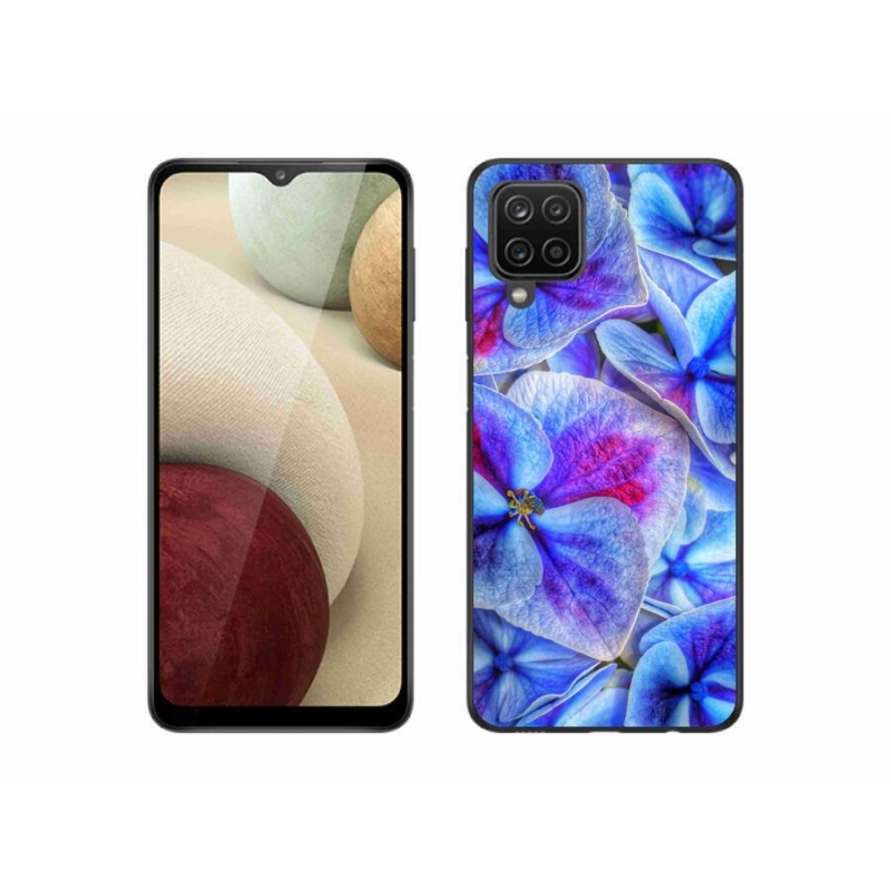 Gél védőhuzat mmCase Samsung Galaxy A12 - kék virágok 1