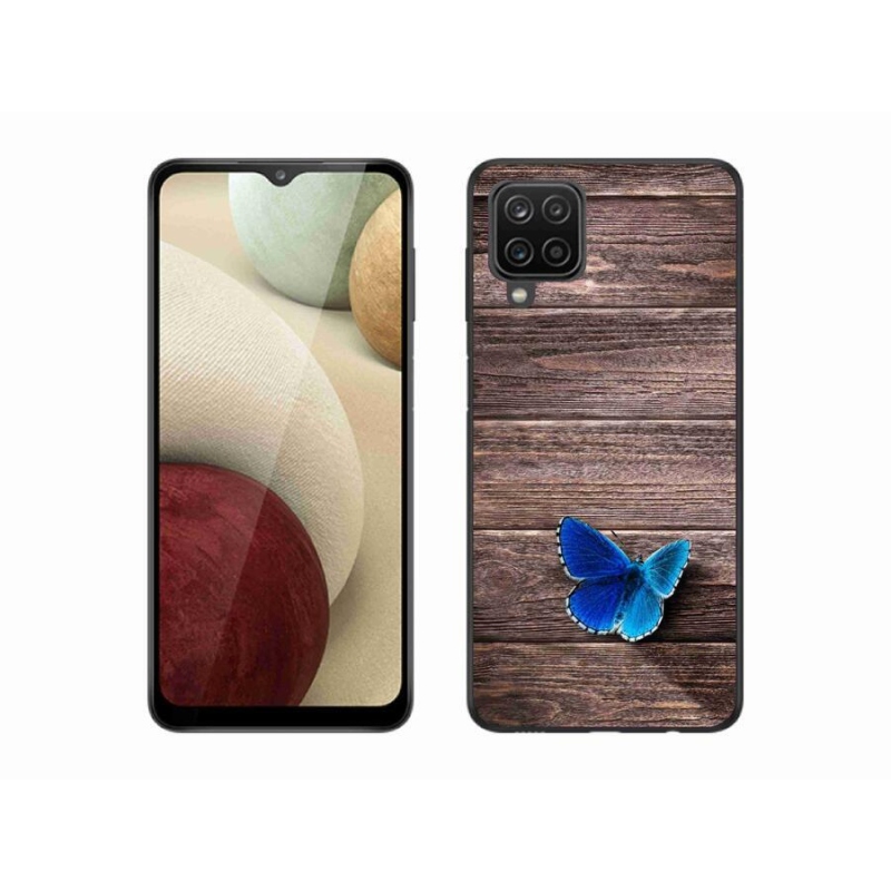 Gél védőhuzat mmCase Samsung Galaxy A12 - kék pillangó 1