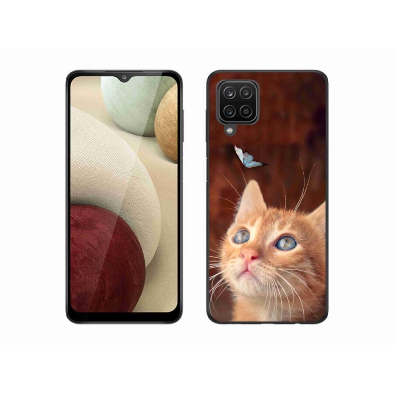 Gél borítás mmCase Samsung Galaxy A12 készülékhez - pillangó és cica