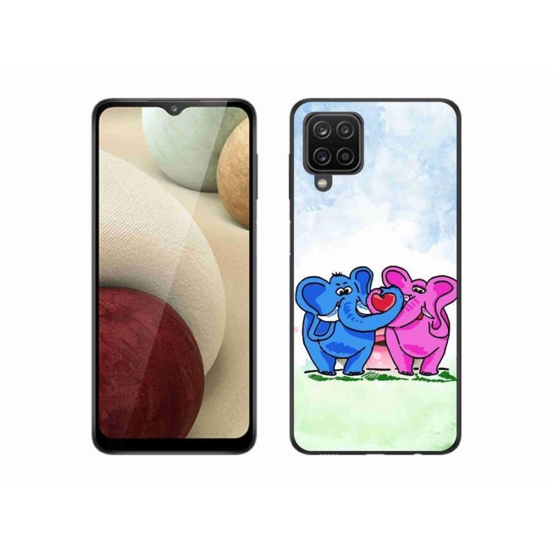 Gél borító mmCase a mobiltelefonon Samsung Galaxy A12 - szerelmes elefántok