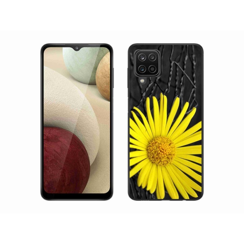 Gél védőhuzat mmCase Samsung Galaxy A12 készülékhez - sárga virág