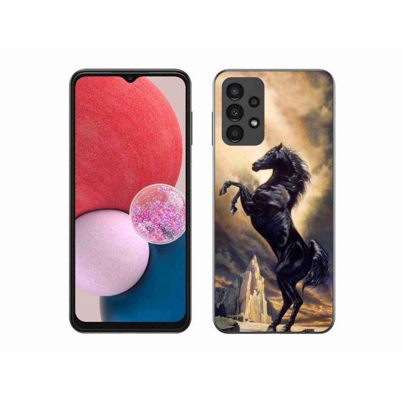 Zselés borítás mmCase Samsung Galaxy A13 4G - fekete rajzfilm lóhoz