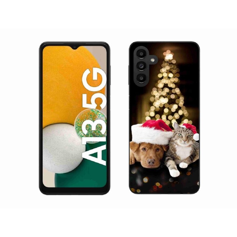 Gél borítás mmCase Samsung Galaxy A13 5G - Karácsonyi kutya és macska