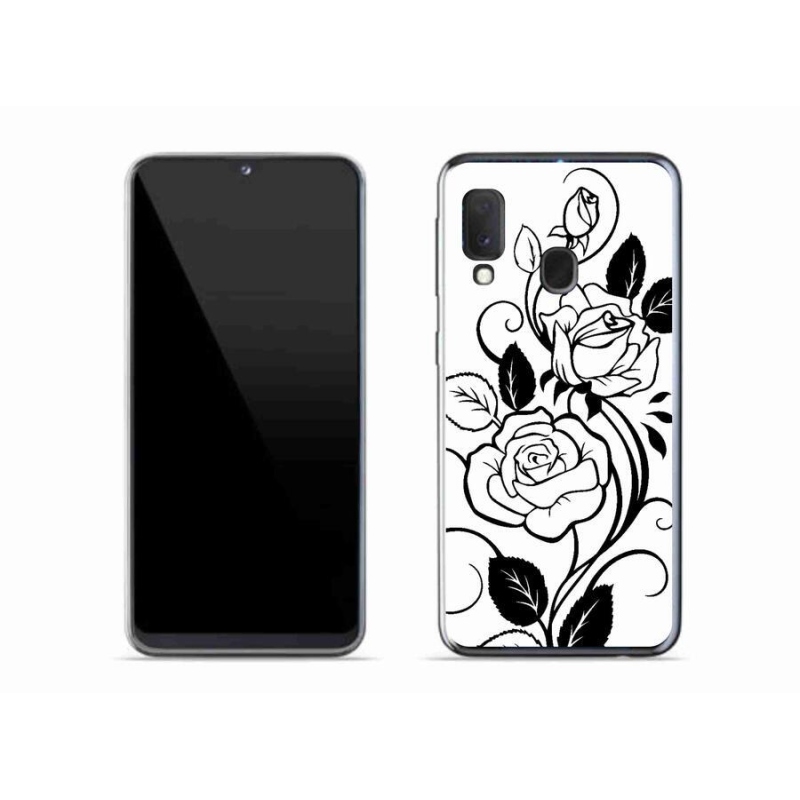 Zselés borítás mmCase Samsung Galaxy A20e készülékhez - fekete-fehér rózsa