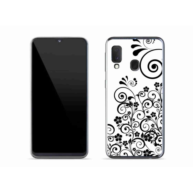 Zselés borítás mmCase Samsung Galaxy A20e készülékhez - fekete-fehér virágminták