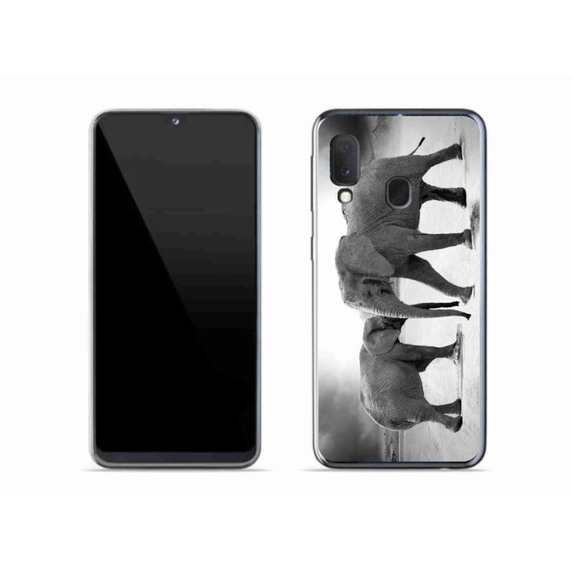 Zselés borítás mmCase Samsung Galaxy A20e készülékhez - fekete és fehér elefántok