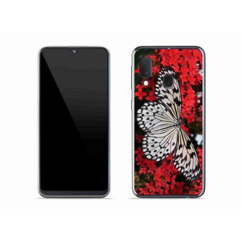Zselés borítás mmCase Samsung Galaxy A20e - fekete-fehér pillangó 1