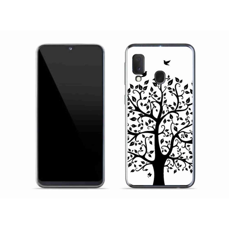Zselés borítás mmCase Samsung Galaxy A20e - fekete-fehér fa