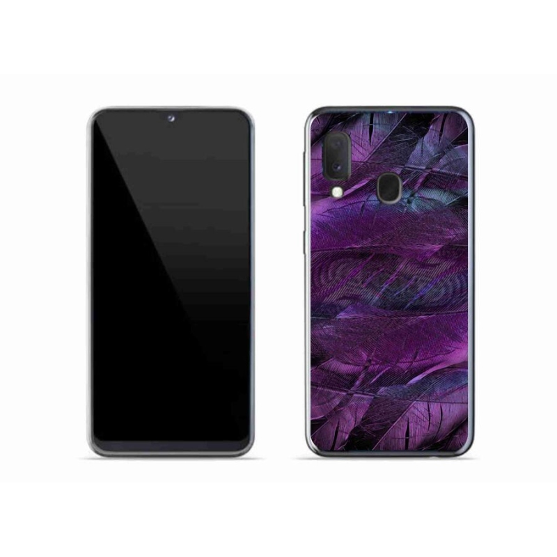 Gél védőhuzat mmCase Samsung Galaxy A20e készülékhez - lila tollak