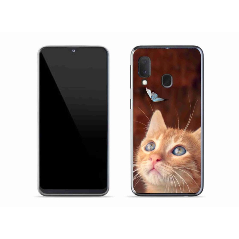Zselés borítás mmCase Samsung Galaxy A20e készülékhez - pillangó és cica