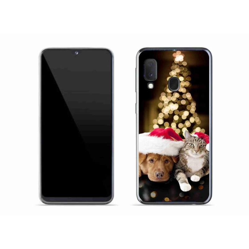 Gél borítás mmCase Samsung Galaxy A20e készülékhez - Karácsonyi kutya és macska