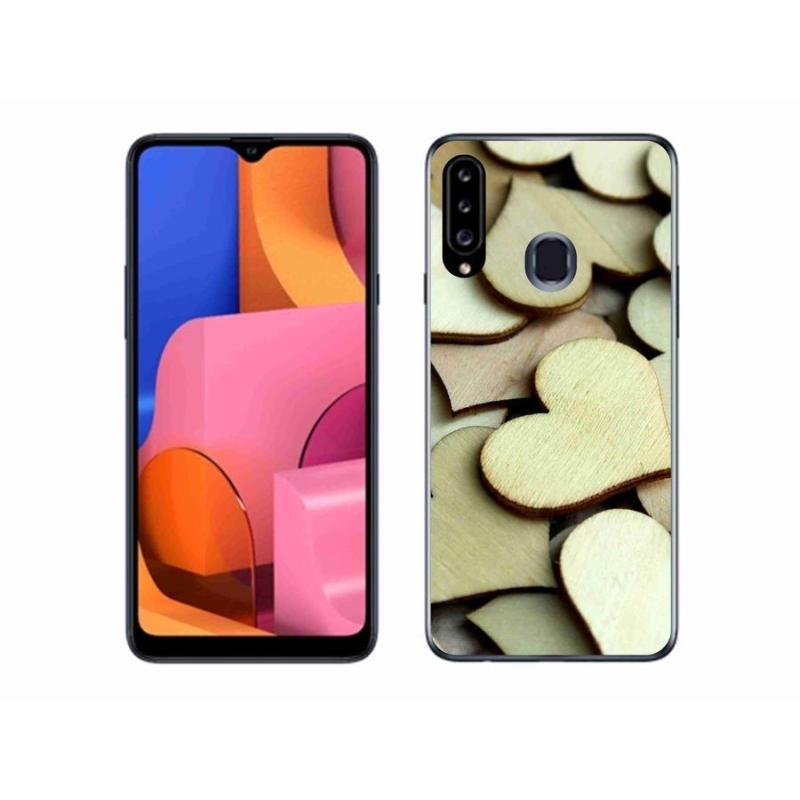 Zselés borítás mmCase Samsung Galaxy A20s készülékhez - fából készült szívek