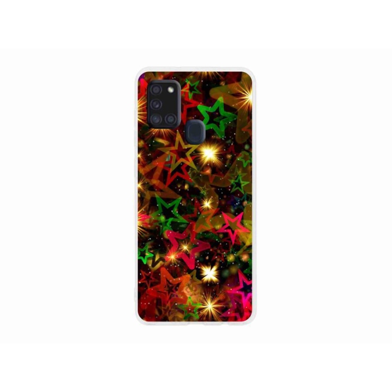 Gél borítás mmCase a mobil Samsung Galaxy A21s - színes csillagok