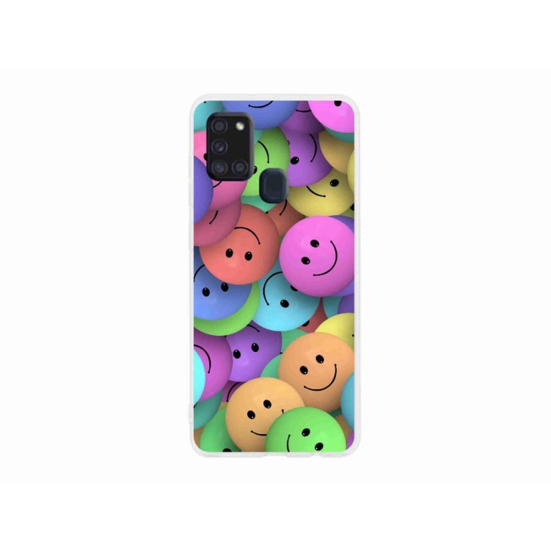 Gél borítás mmCase Samsung Galaxy A21s készülékhez - színes smiley-k