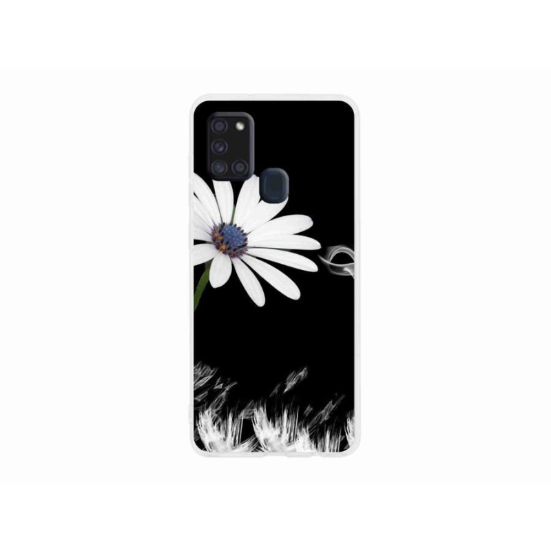 Gél védőhuzat mmCase Samsung Galaxy A21s készülékhez - fehér virág