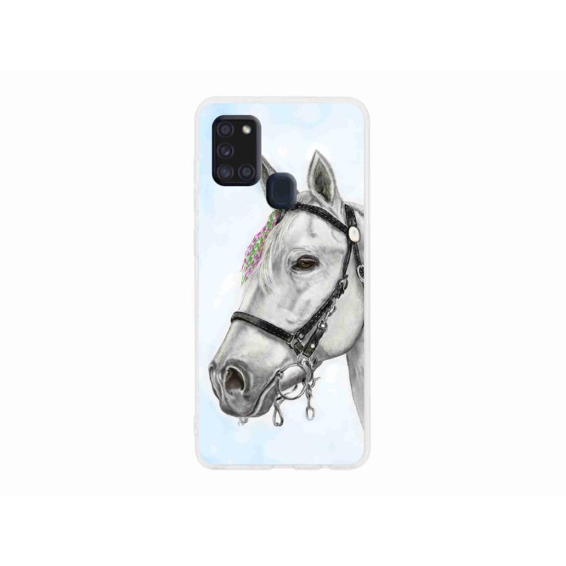 Gél védőhuzat mmCase Samsung Galaxy A21s - fehér ló 1