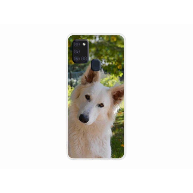 Zselés borítás mmCase Samsung Galaxy A21s készülékhez - fehér Svájci juhász 1