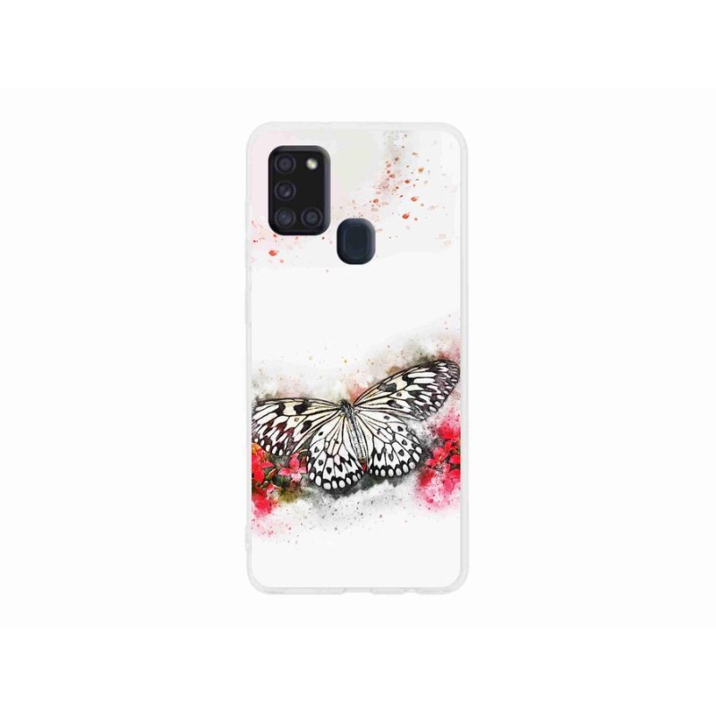 Zselés borítás mmCase Samsung Galaxy A21s készülékhez - fekete-fehér pillangó
