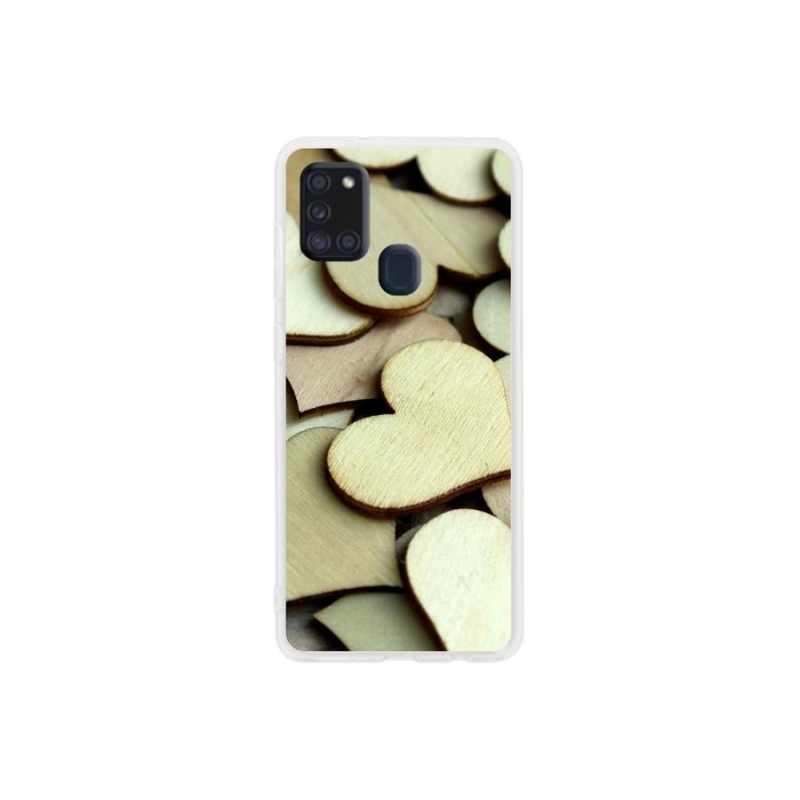 Gél borítás mmCase Samsung Galaxy A21s készülékhez - fából készült szívek