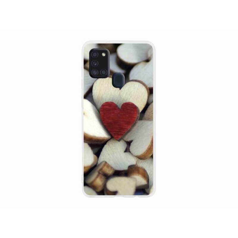 Zselés borítás mmCase Samsung Galaxy A21s készülékhez - gravírozott piros szív