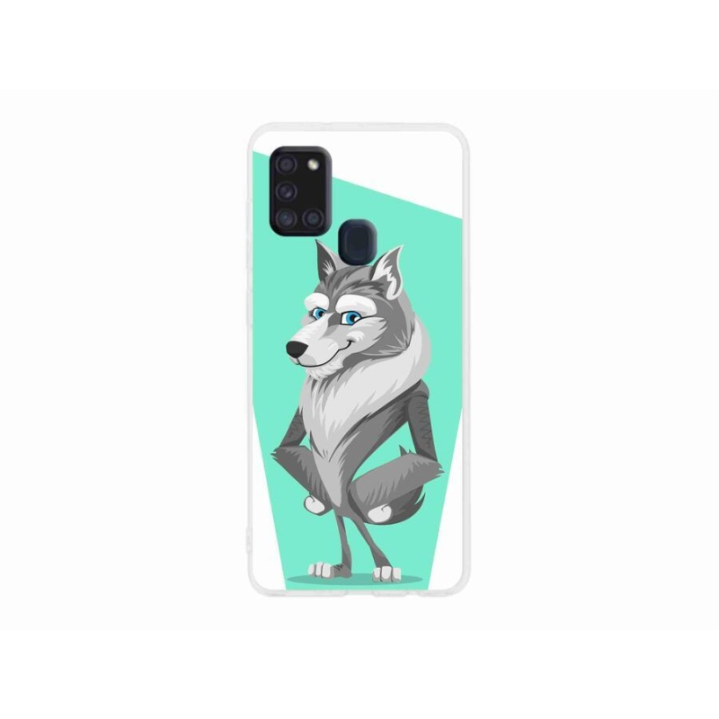 Gél borítás mmCase Samsung Galaxy A21s készülékhez - rajzfilm farkas