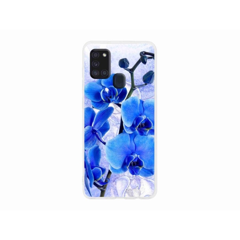 Gél védőhuzat mmCase Samsung Galaxy A21s készülékhez - kék virágok