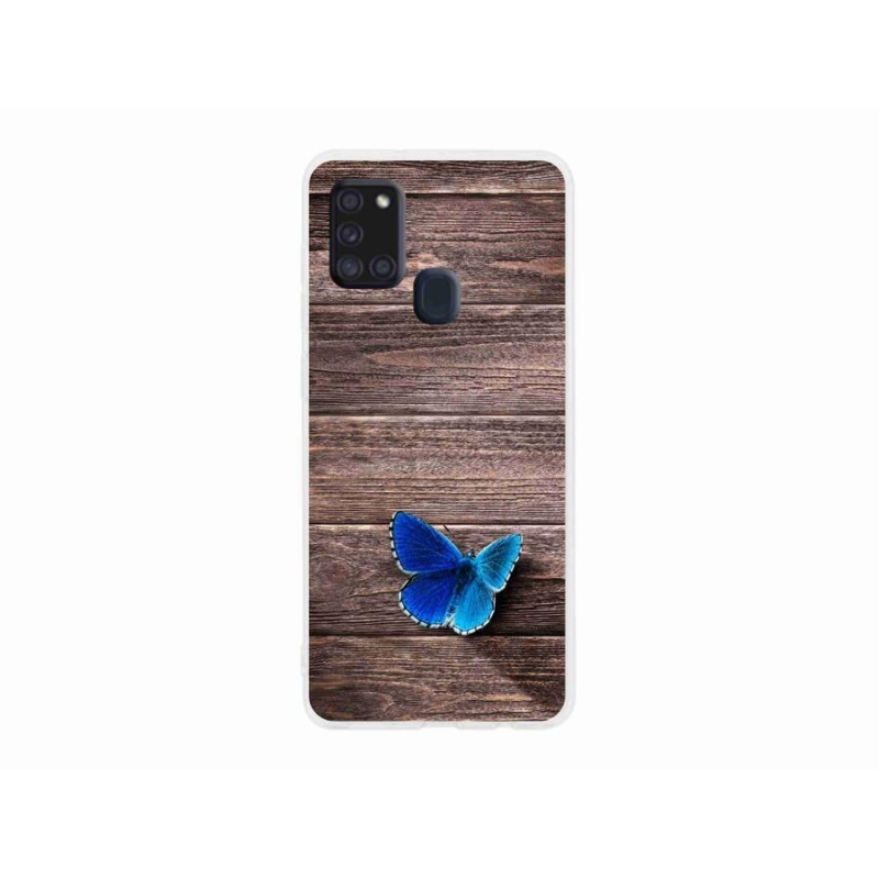 Gél védőhuzat mmCase Samsung Galaxy A21s készülékhez - kék pillangó 1
