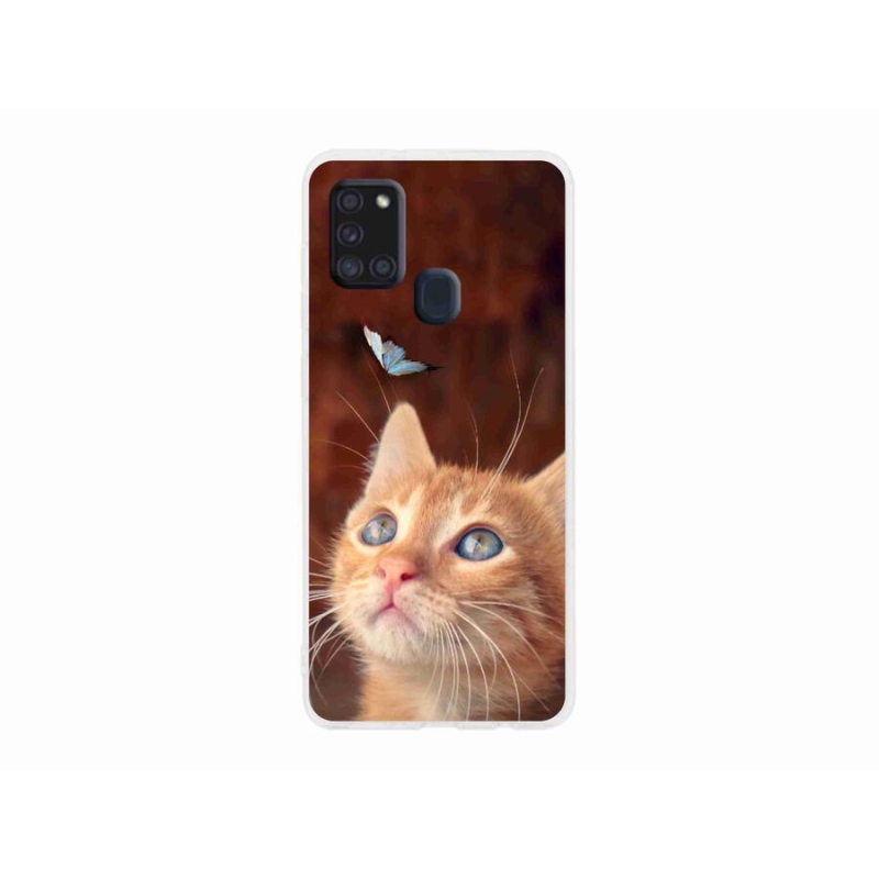 Gél borítás mmCase Samsung Galaxy A21s készülékhez - pillangó és cica