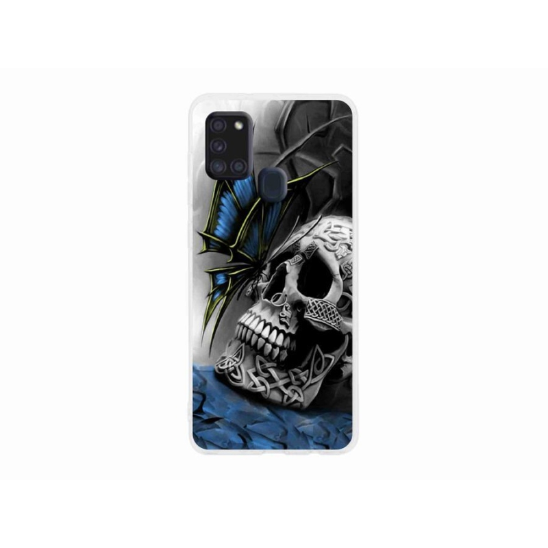 Gél borítás mmCase Samsung Galaxy A21s készülékhez - pillangó és koponya