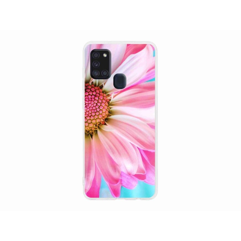Gél védőhuzat mmCase Samsung Galaxy A21s készülékhez - rózsaszín virág