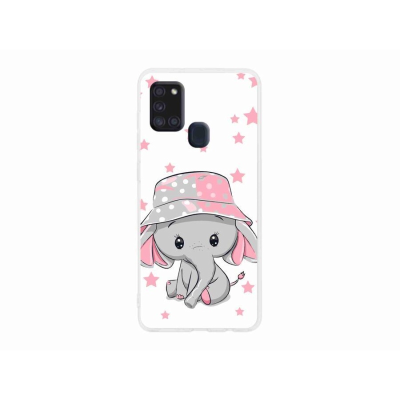 Gél védőhuzat mmCase Samsung Galaxy A21s készülékhez - rózsaszín elefánt