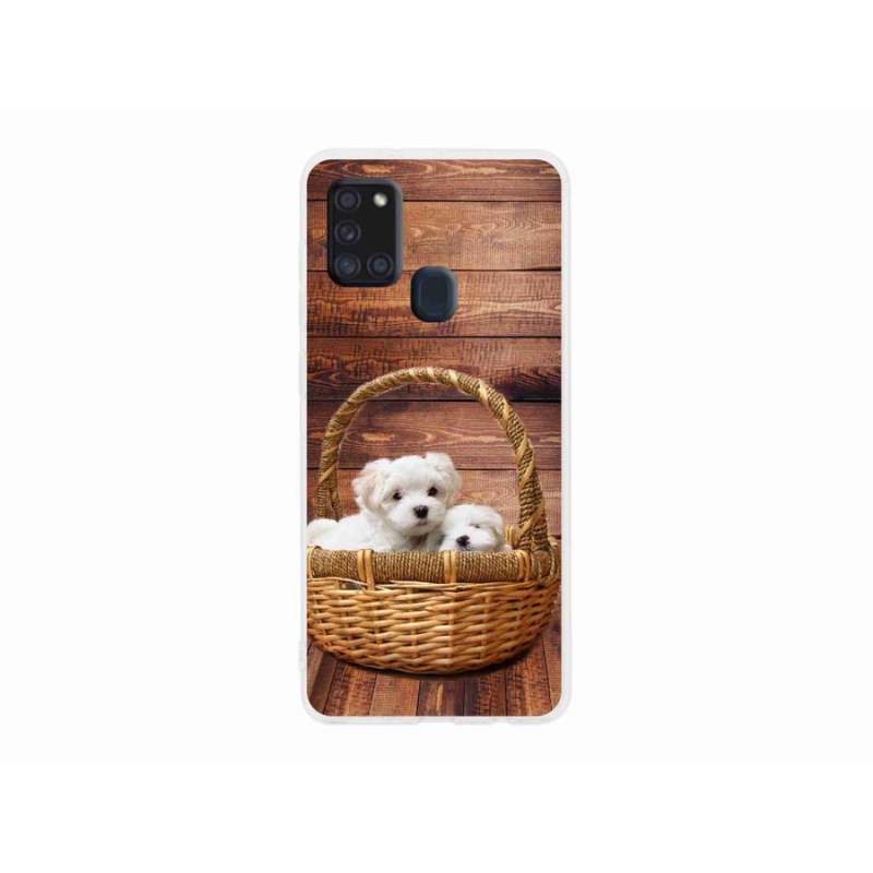 Zselés borítás mmCase Samsung Galaxy A21s készülékhez - kölyökkutyák