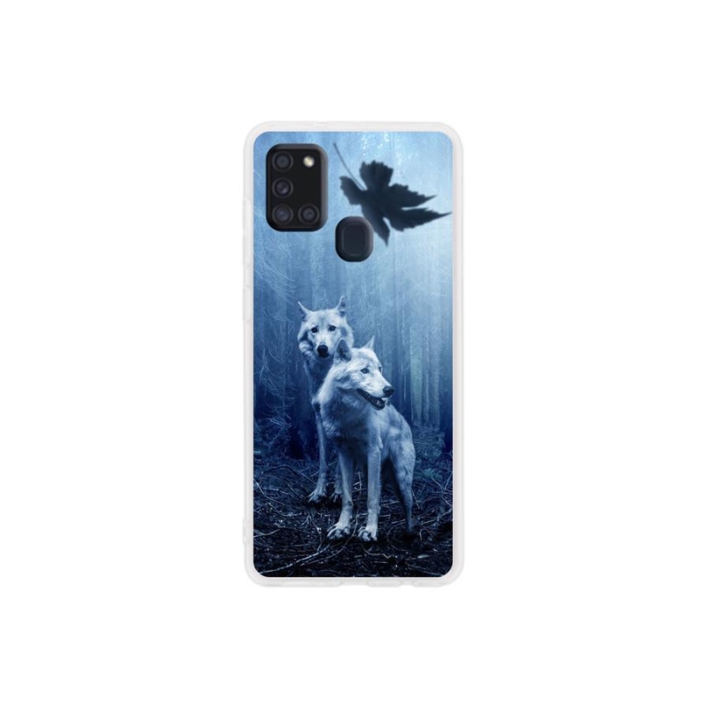 Gél borítás mmCase Samsung Galaxy A21s készülékhez - farkasok az erdőben