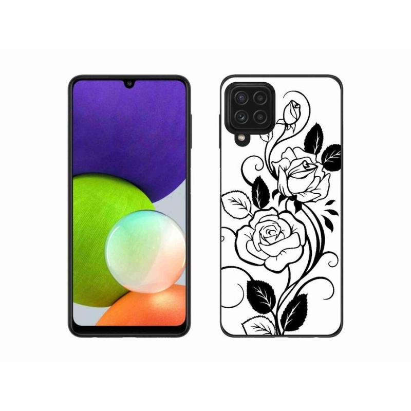 Zselés borítás mmCase Samsung Galaxy A22 4G - fekete és fehér rózsa