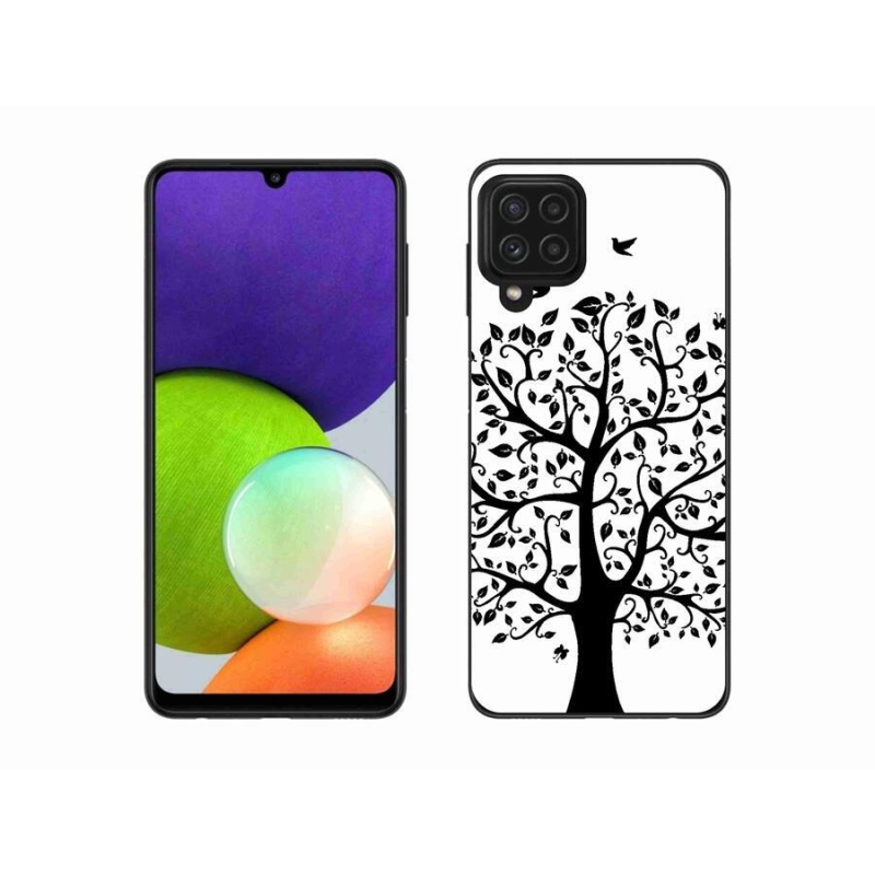 Zselés borítás mmCase Samsung Galaxy A22 4G - fekete-fehér fa