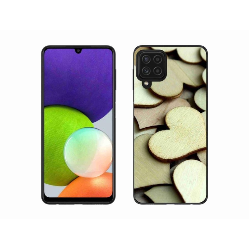 Gél borítás mmCase Samsung Galaxy A22 4G - fából készült szívek