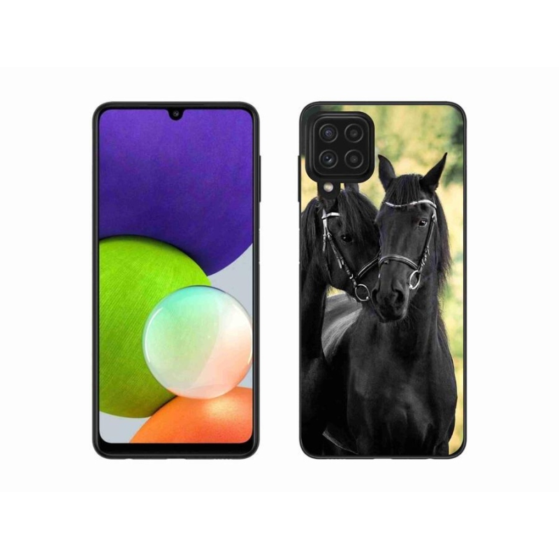 Zselés borítás mmCase Samsung Galaxy A22 4G - két fekete ló