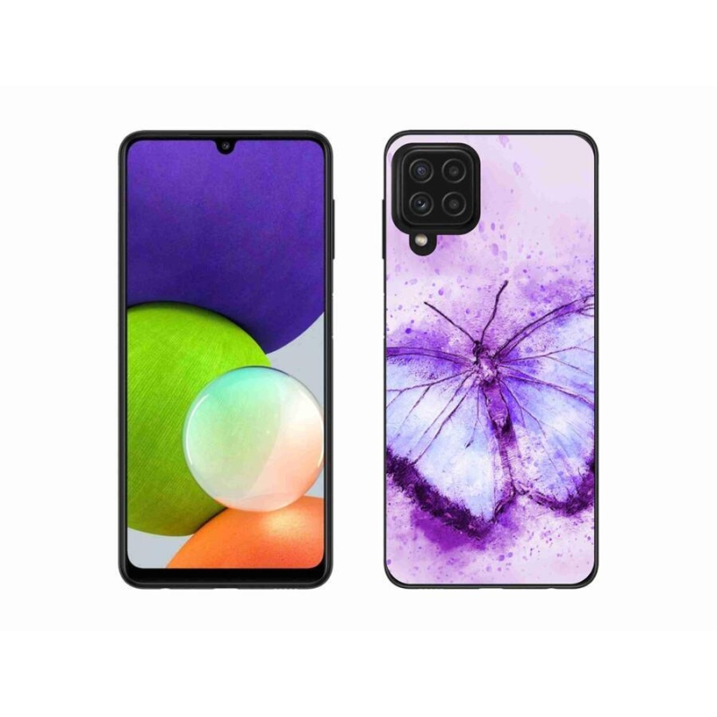 Gél védőhuzat mmCase Samsung Galaxy A22 4G - lila pillangóhoz