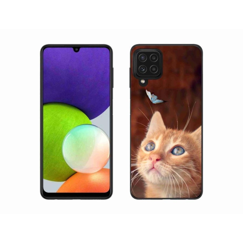 Gél borítás mmCase Samsung Galaxy A22 4G - pillangó és cica - Samsung Galaxy A22 4G számára