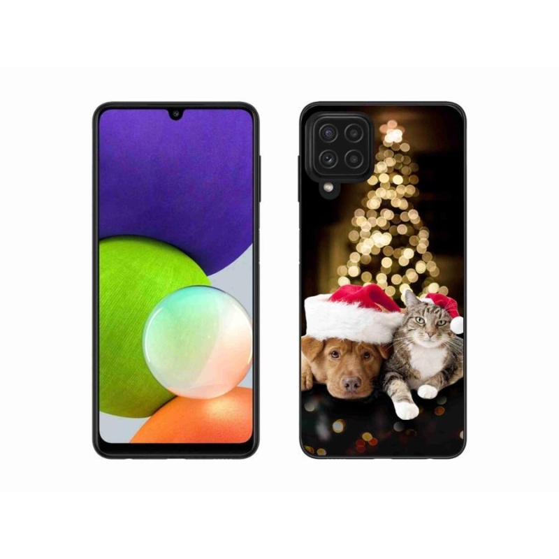 Gél borítás mmCase Samsung Galaxy A22 4G - Karácsonyi kutya és macska