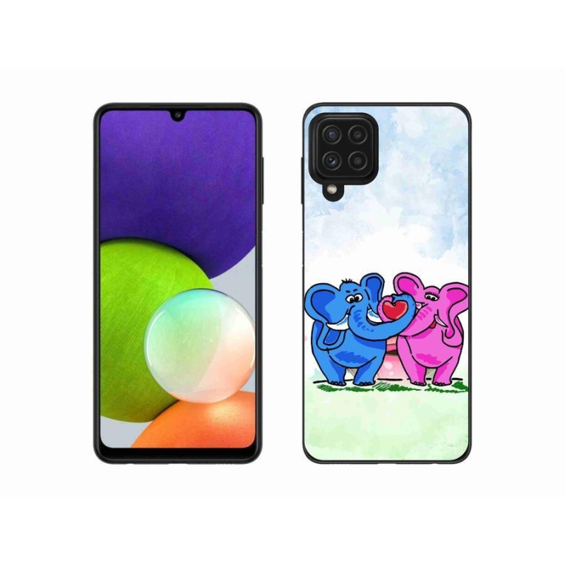 Gél borító mmCase a mobiltelefonon Samsung Galaxy A22 4G - szerelmes elefántok