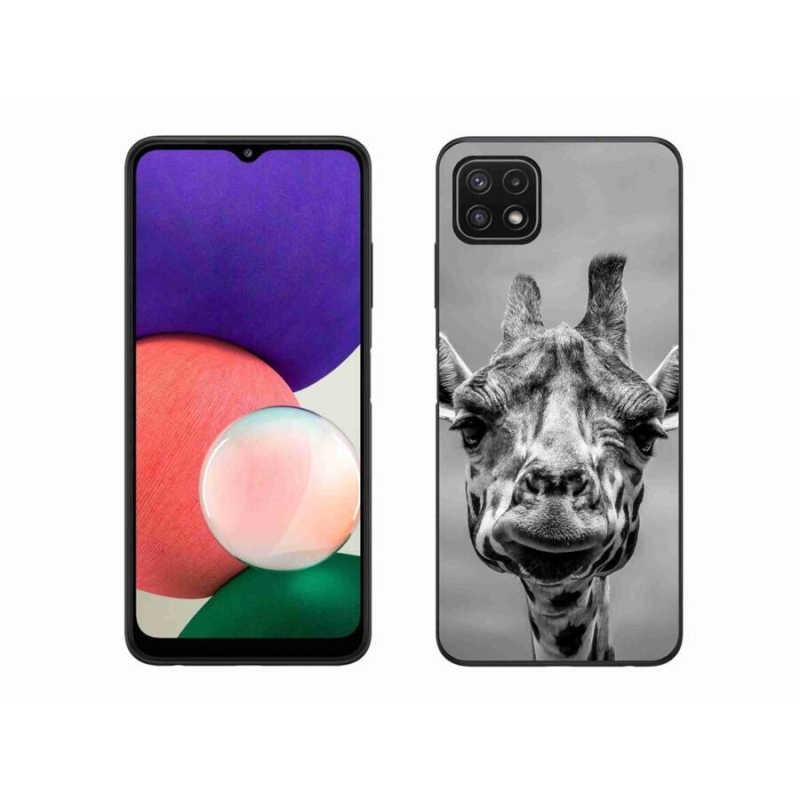 Zselés borítás mmCase Samsung Galaxy A22 5G - fekete-fehér zsiráfhoz